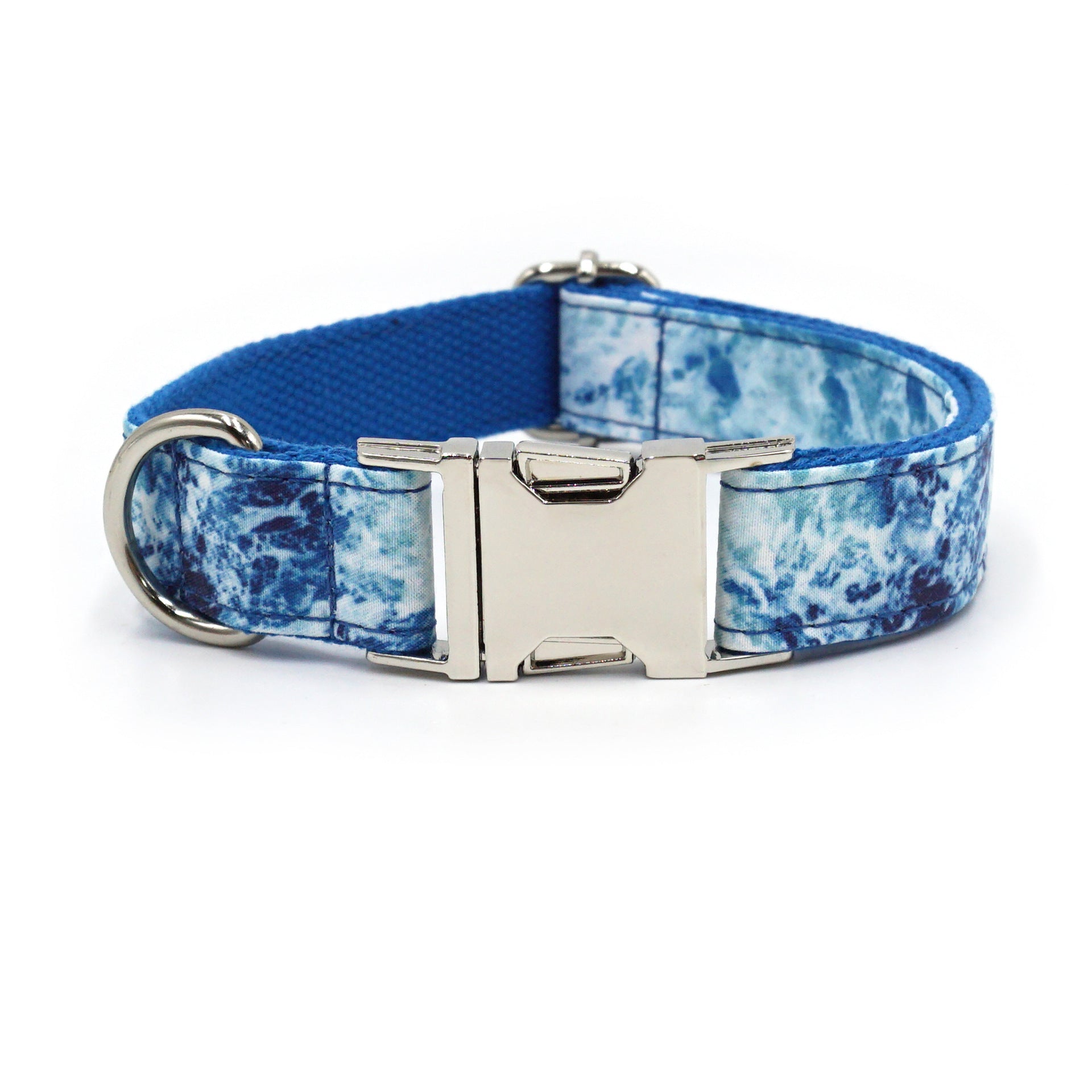 Ocean Breeze Personalized Pet Collar - Custom Engraved Mermaid Scale Dog Collar with Owner's Contact Info