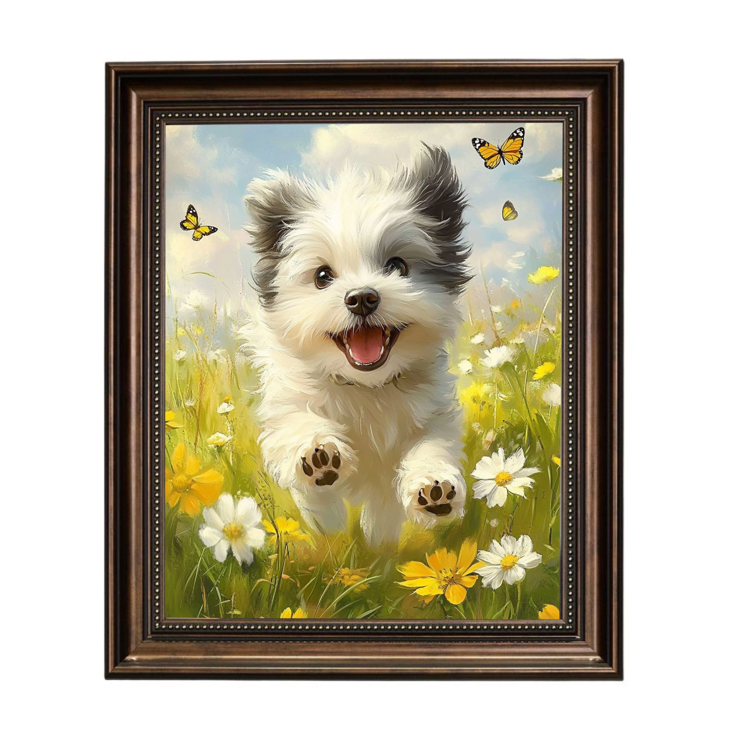 Custom Pet Portrait with Oil painting (Wooden Frame) –Pet Gift, Memorial Painting, Oil Painting Style