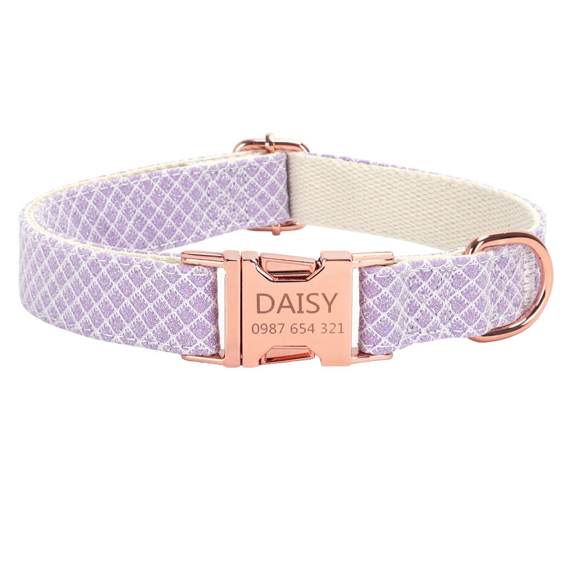 Personalized Sparkling Bling Bling Diamond Grid Pet Collar – Custom Name & Phone Number Engraved Shiny Leash