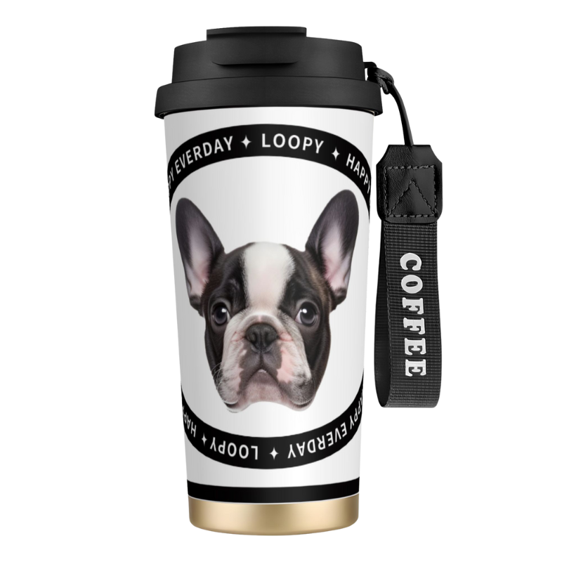 Custom Pet Portrait Tumbler - Insulated Stainless Steel Travel Mug, Personalized Gift for Pet Lovers, Cute Hand-Drawn Design for Women