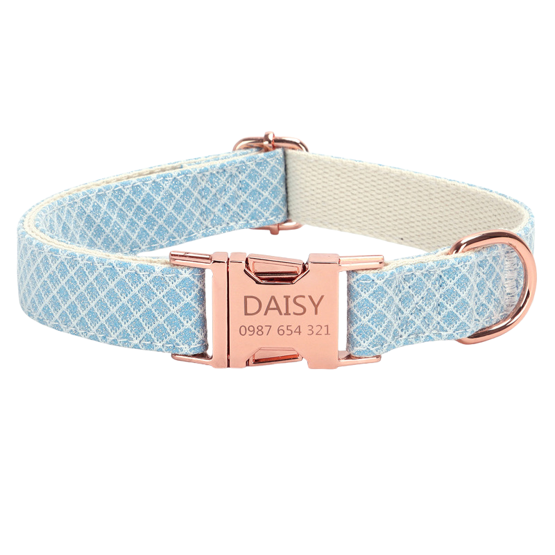 Personalized Sparkling Bling Bling Diamond Grid Pet Collar – Custom Name & Phone Number Engraved Shiny Leash