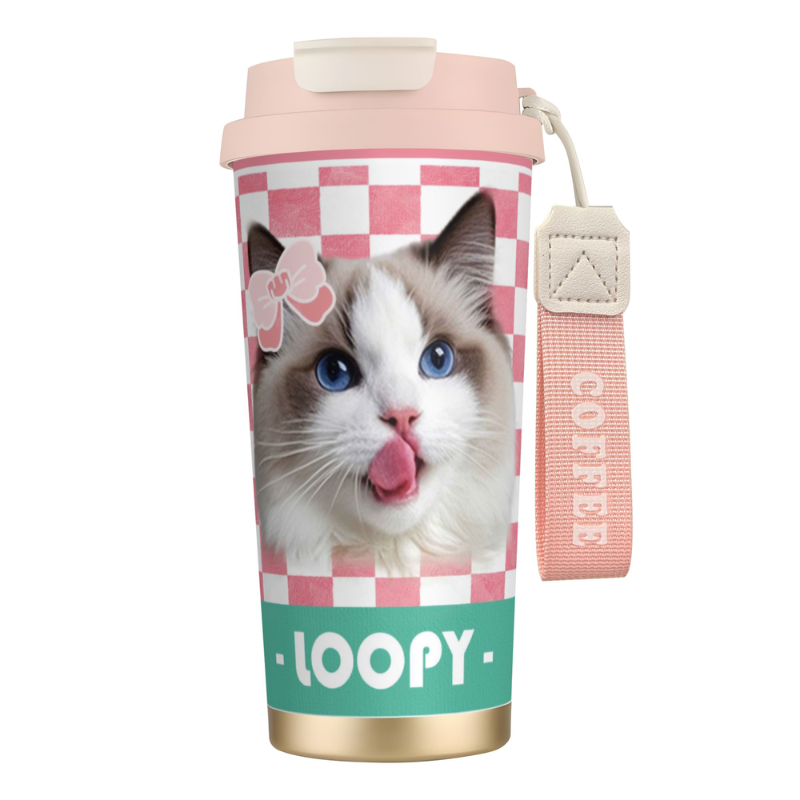 Custom Pet Portrait Tumbler - Insulated Stainless Steel Travel Mug, Personalized Gift for Pet Lovers, Cute Hand-Drawn Design for Women