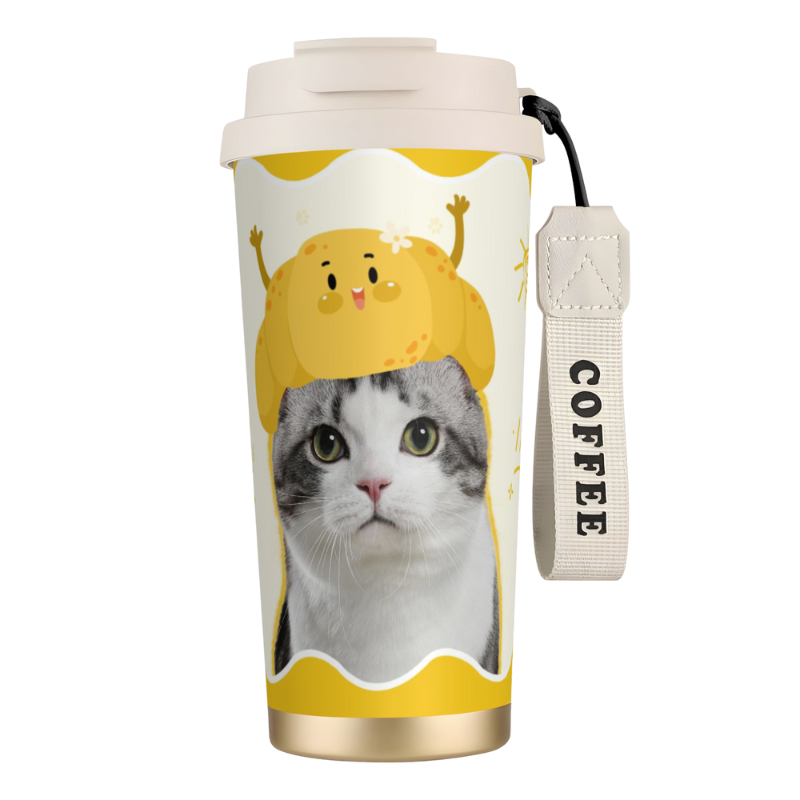 Custom Pet Portrait Tumbler - Insulated Stainless Steel Travel Mug, Personalized Gift for Pet Lovers, Cute Hand-Drawn Design for Women