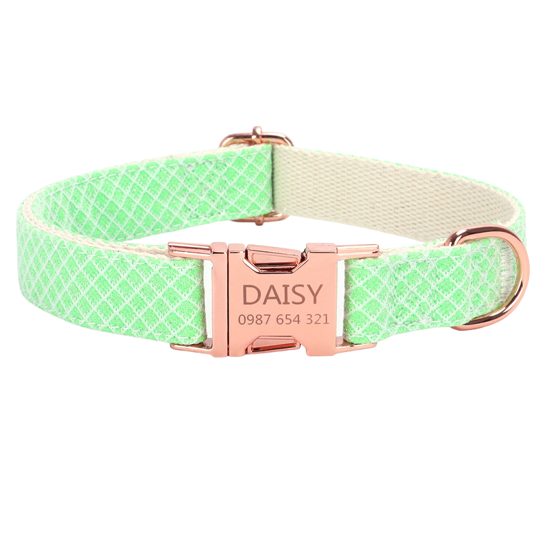 Personalized Sparkling Bling Bling Diamond Grid Pet Collar – Custom Name & Phone Number Engraved Shiny Leash