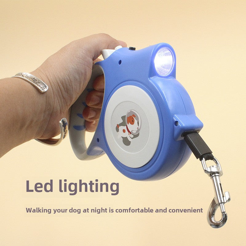 LED Light-Up Dog Leash with Retractable Design - Perfect Companion for Night Walks