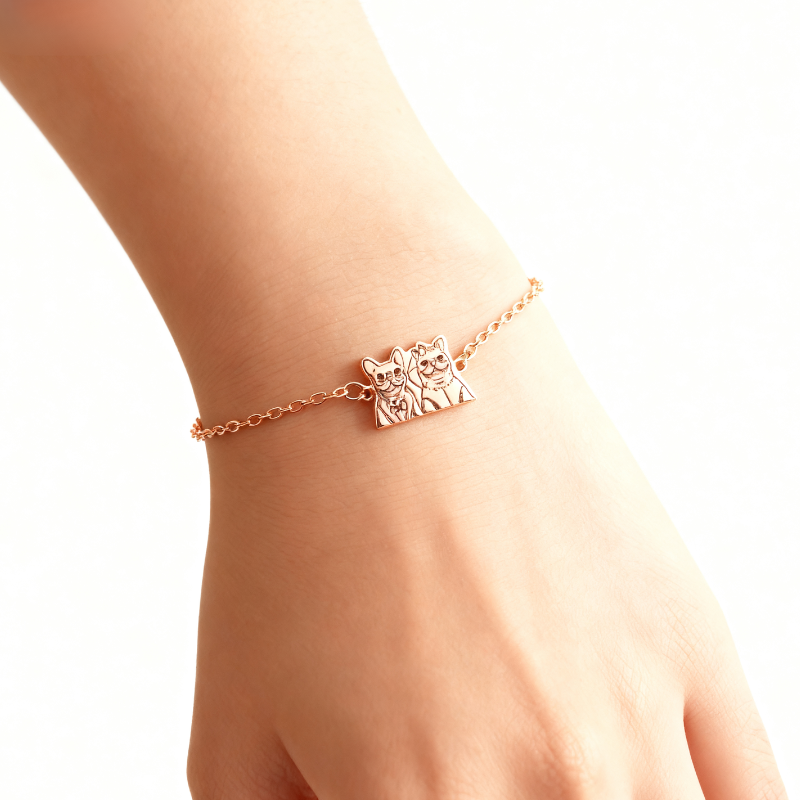 Personalized Pet Portrait Jewelry, Custom S925 Silver Necklaces, Bracelets, and Earrings with Engraved Name