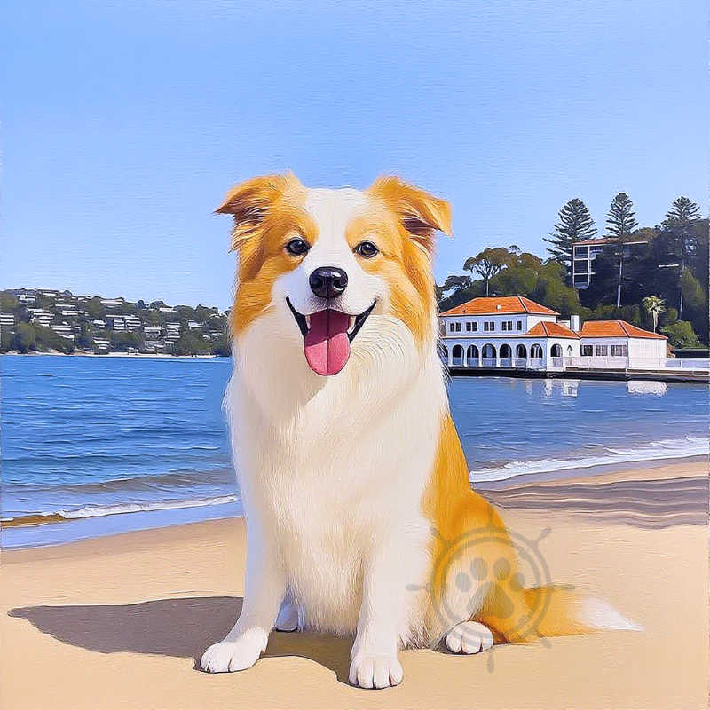Custom Oil Painting Sailor Border Collie Pawtrait – Australia Yacht Club & Beach Edition | Custom