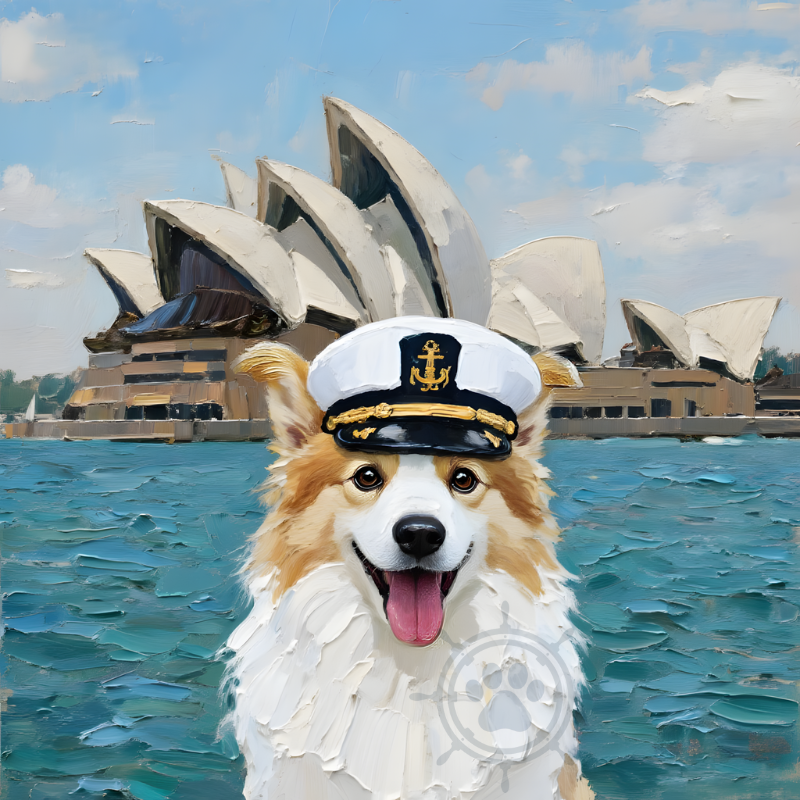 Custom Oil Painting Sailor Border Collie Pawtrait – Australia Yacht Club & Beach Edition | Custom