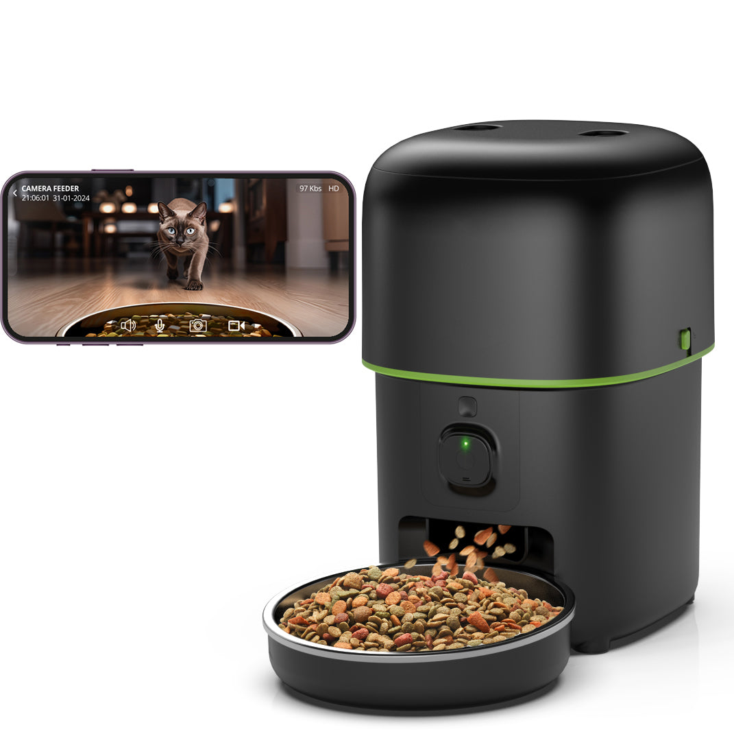 Smart Pet Feeder with Remote Video Control – Timed and Measured Automatic Feeding for Dogs and Cats