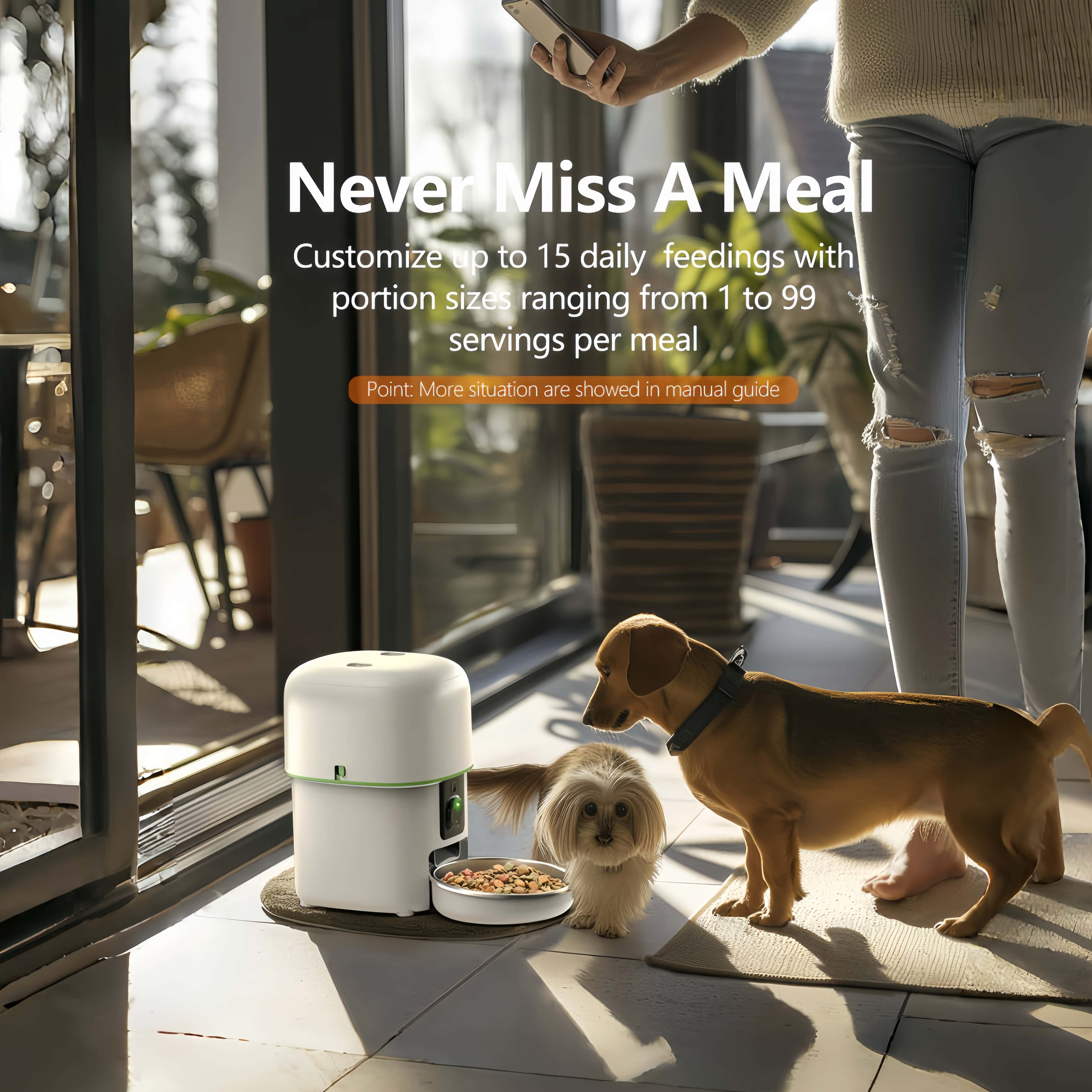 Smart Pet Feeder with Remote Video Control – Timed and Measured Automatic Feeding for Dogs and Cats