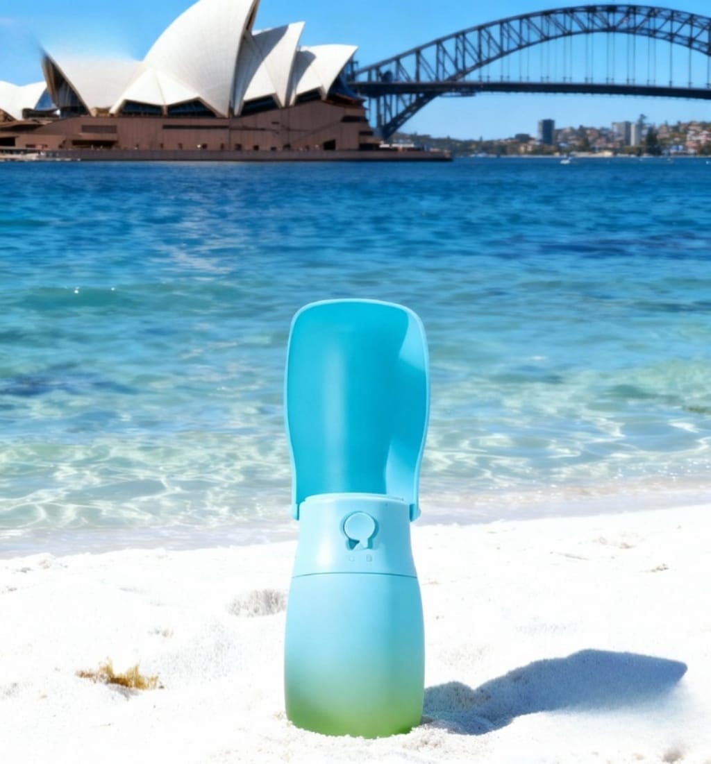 Ocean Style Water Bottle - Collapsible Dog & Cat Travel Bowl