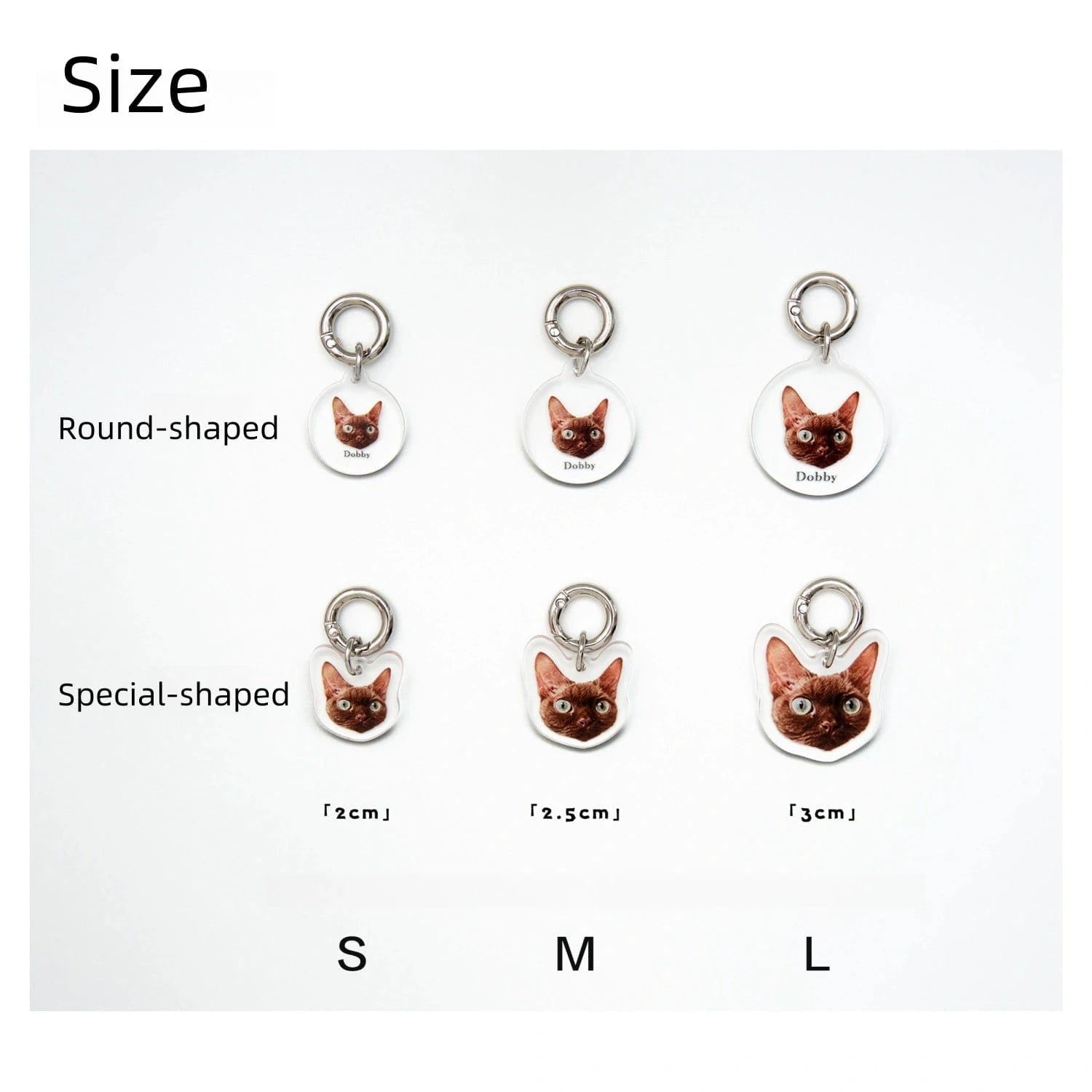 Personalized Pet ID Tag, Custom Acrylic Photo Keychain for Dogs and Cats