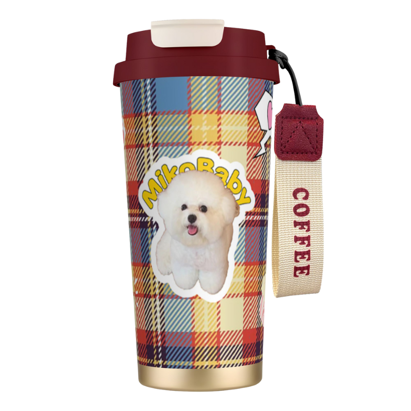 Custom Pet Portrait Tumbler - Insulated Stainless Steel Travel Mug, Personalized Gift for Pet Lovers, Cute Hand-Drawn Design for Women