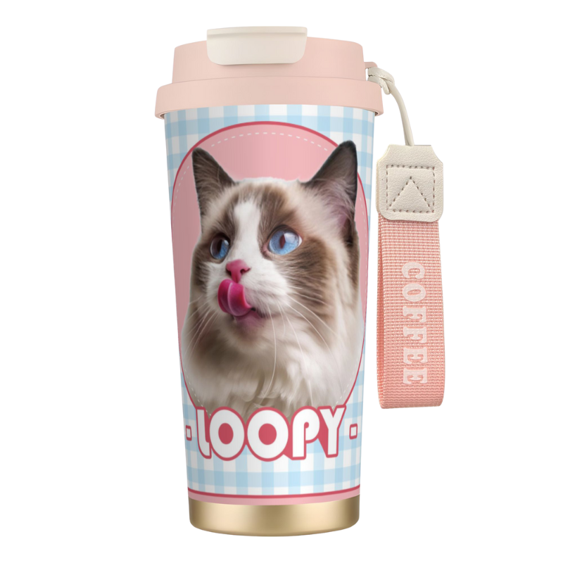 Custom Pet Portrait Tumbler - Insulated Stainless Steel Travel Mug, Personalized Gift for Pet Lovers, Cute Hand-Drawn Design for Women
