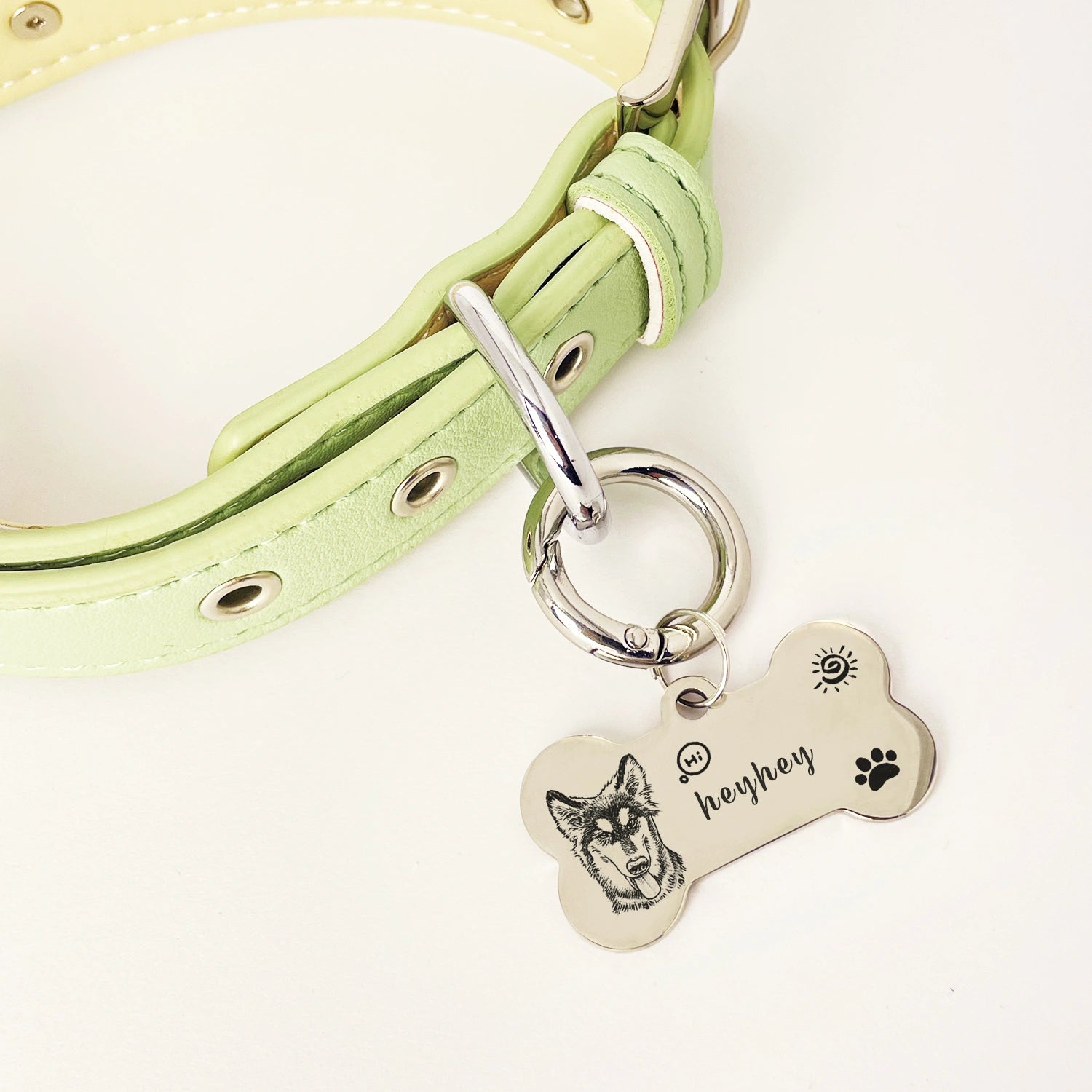 Hand-Drawn Custom Pet ID Tag, Personalized Dog Bone Shaped Anti-Lost Tag