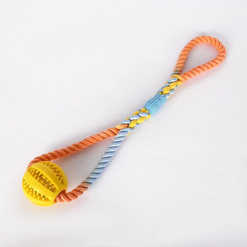 Handwoven Cotton Rope Dog Toy – Durable Chew Toy & Treat Dispenser for Teeth Cleaning and Boredom Relief - Colliepawz
