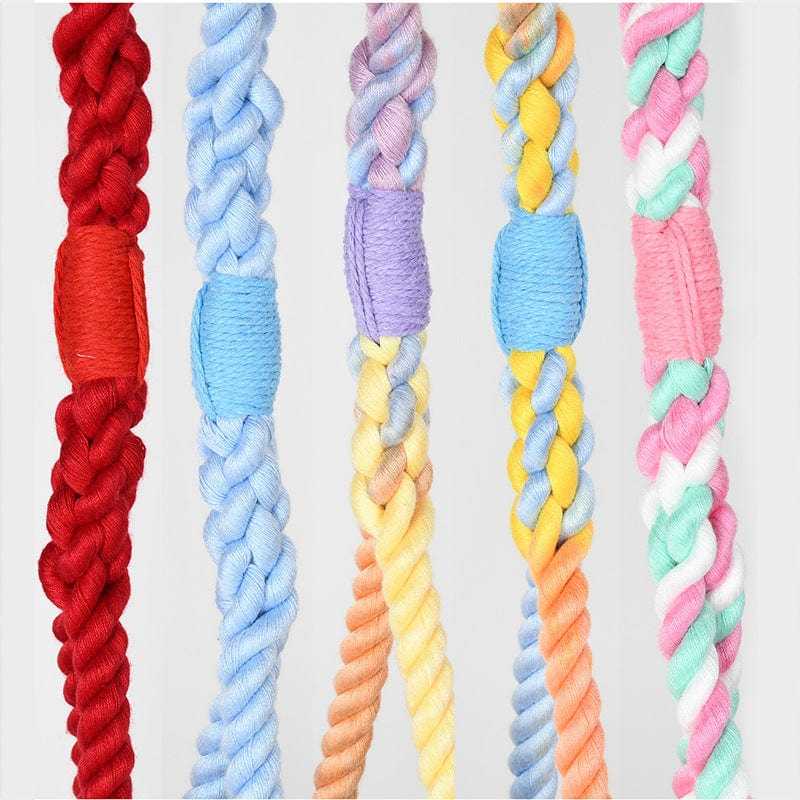 Handwoven Cotton Rope Dog Toy – Durable Chew Toy & Treat Dispenser for Teeth Cleaning and Boredom Relief - Colliepawz