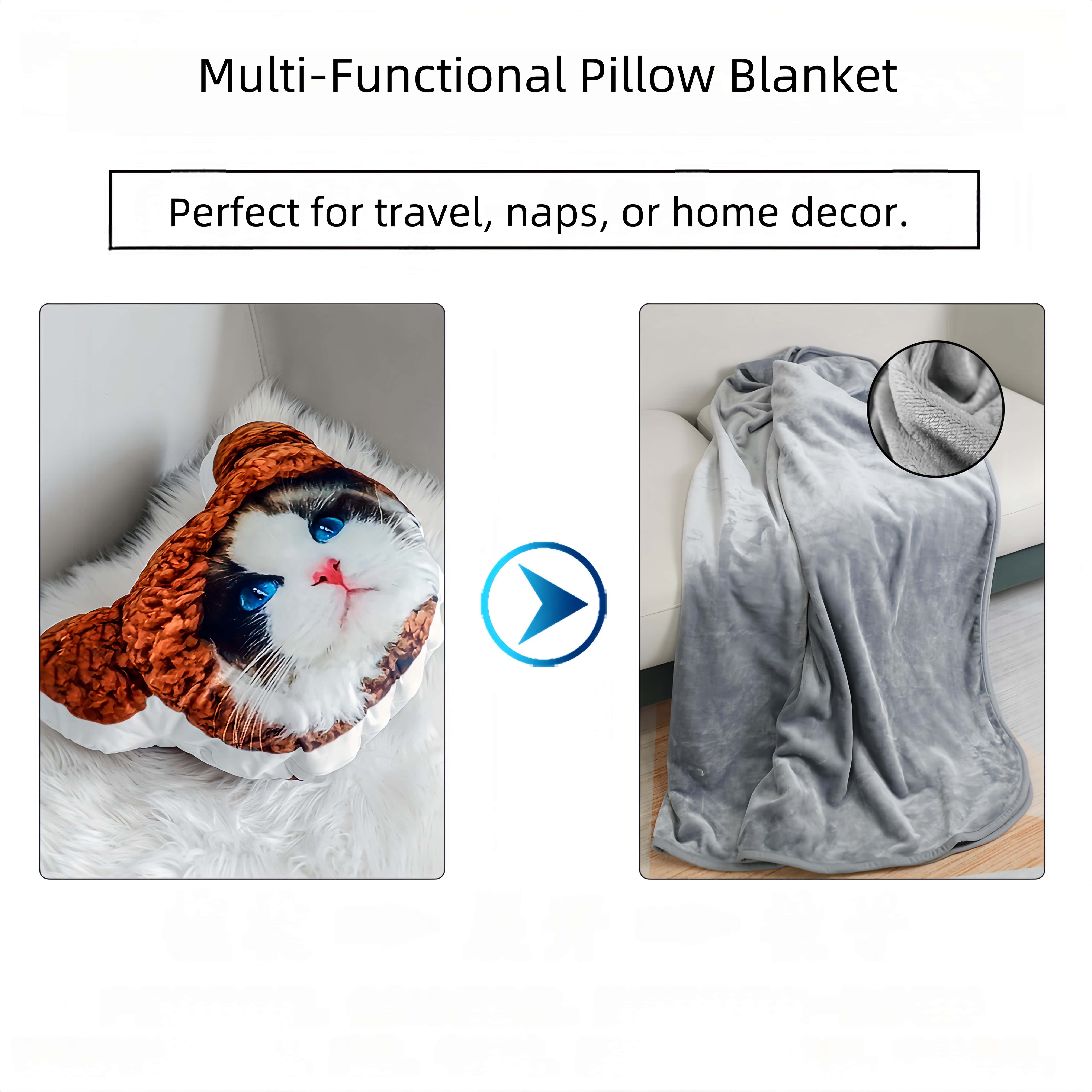 Customized Dual-Purpose Car Cushion, Nap Blanket and Pillow  in One