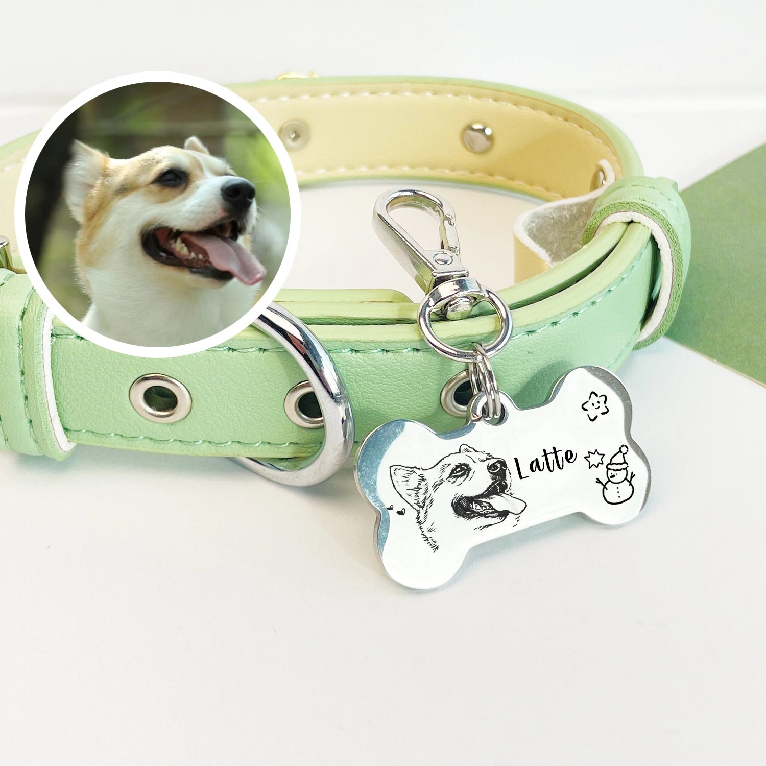 Hand-Drawn Custom Pet ID Tag, Personalized Dog Bone Shaped Anti-Lost Tag
